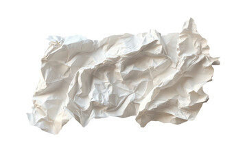 Obraz premium Crumpled sheet of white paper texture with detailed folds and creases set against a transparent grid background for design purposes