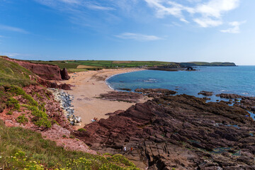 Obraz premium Thurlestone Sands and South Milton Sands, Devon, England