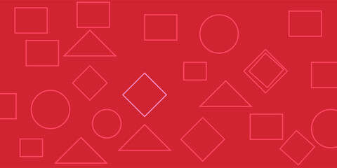 Red background decorated with square ellipses and triangle