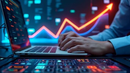 Business growing in 2025. Analytical businessman planning business growth 2025, strategy digital marketing, profit income, economy, stock market trends and business. - Powered by Adobe