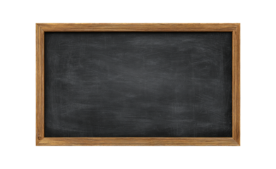 A wooden framed blackboard sign with a clean, blank surface ready for writing. Perfect for cafes, restaurants, or shops. Isolated on transparent background	