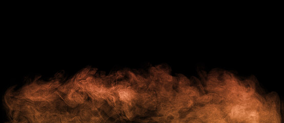  Sand dust, desert dust smoke texture, floating soil particles, abstract fine sand clouds, brown dust wave effect, isolated on black background.  © buraporn