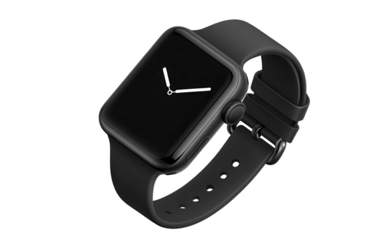 Wrist smart watch mockup featuring a sleek black strap designed for modern users, ideal for fitness tracking and style preferences in any setting or occasion