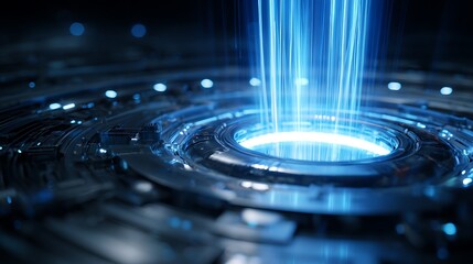 Abstract Light Beams Emanating From Center of Round Structure