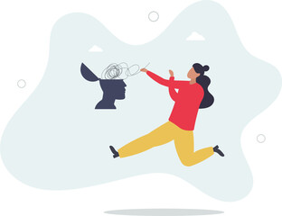 Mental health.Character with mental disorder fight against stress, depression,human life.