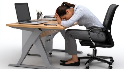 Burnout at the Desk: Depicted is a person overwhelmed at desk, facing a moment of exhaustion, embodying the challenges of contemporary work environments.