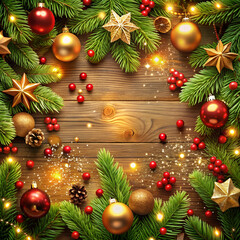christmas background with christmas tree and decorations