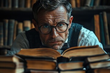 Librarian performs his work professionally at his workplace, he loves his job very much