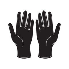 Obraz premium Two black gloves with white outlines are displayed side by side on a white background in this image