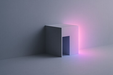 Glowing Cube Portal, Abstract 3D Render