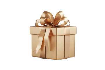 Realistic gold gift box with a sleek ribbon elegantly displayed on a textured surface, perfect for special occasions and celebrations