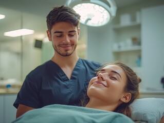 Massage therapist performs massage procedures to improve the health and general condition of patient