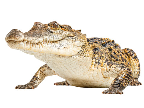 Cuban Crocodile isolated on white background with clipping path