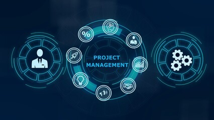 Project management concept. Business, Technology, Internet and network concept. illustration