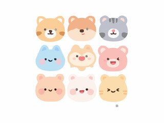 Obraz premium set of funny face animals 