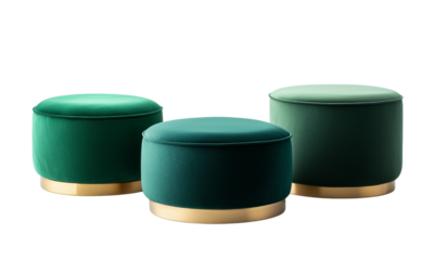 Stylish green velvet ottoman set modern living room furniture contemporary design home decor eye-catching arrangement