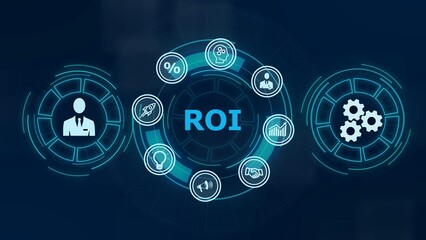 ROI Return on investment financial growth concept. Business, Technology, Internet and network concept. illustration