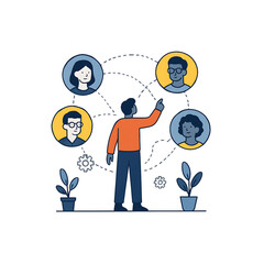 Stylized Illustration of Business Networking and Collaboration.
