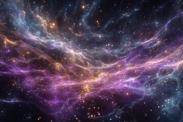 Fototapeta premium Vibrant cosmic scenery showcasing radiant nebulae and celestial paths for space-inspired projects and digital artwork