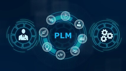 PLM Product lifecycle management system technology concept. Technology, Internet and network concept ,illustration