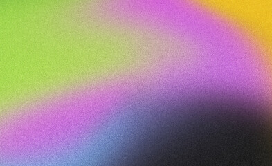 Grainy gradient background with purple green black blue yellow color blend, glowing abstract noise texture banner design