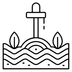 Soil Sensor Line Art Vector Icon Minimalist Precision Agriculture Symbol Design