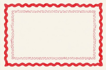 Decorative scallop edge rectangle and oval border frame in vibrant red, suitable for invitations or certificates displayed on a neutral background