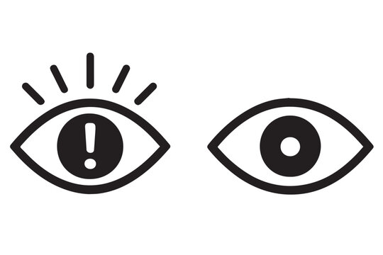 eye vigilance icon with alert symbol, symbol of eye care and awareness, eye health and protection, alert, attention, and vigilance, glaucoma and eye care illustration - Powered by Adobe
