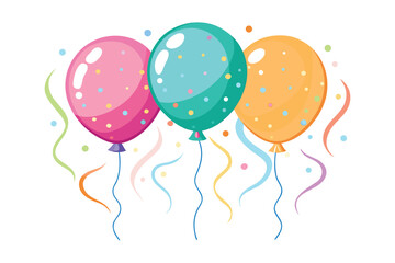 Festive balloons with confetti for birthday celebration vector graphic design perfect for invitations cards and party decorations adds joyful atmosphere