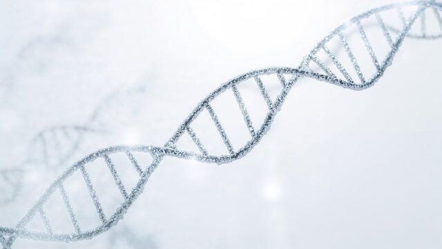 Medical DNA background with a futuristic white theme featuring a genetic helix. - Powered by Adobe