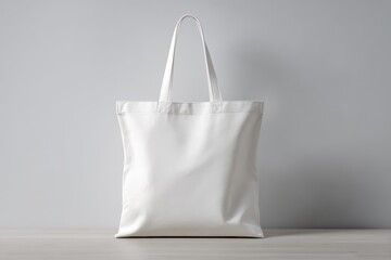 Blank canvas tote bag mockup displayed on a neutral background perfect for showcasing design or branding ideas in various contexts and applications