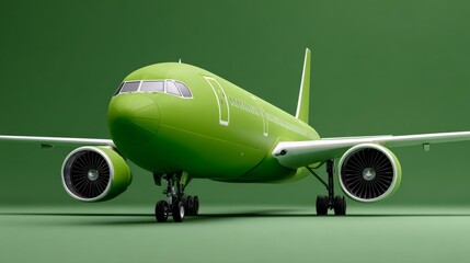 Fototapeta premium Green airplane is sitting on the ground