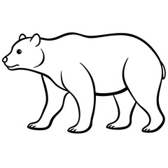 Walking Bear Silhouette Line Art Vector Minimalist Wildlife Design