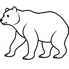 Walking Bear Silhouette Line Art Vector Minimalist Wildlife Design