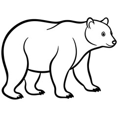 Walking Bear Silhouette Line Art Vector Minimalist Wildlife Design
