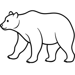 Walking Bear Silhouette Line Art Vector Minimalist Wildlife Design