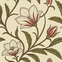 Renaissance-inspired floral mural