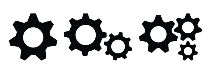 Gear setting icon set. Cogwheel. Gear icons. Progress or construction concept. Settings and Tools Gear Icon. Vector illustrator