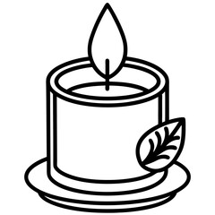 Wellness Candle Line Art Vector Minimalist Aromatherapy Illustration for Spa & Relaxation Decor