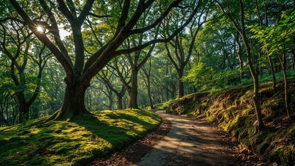Fototapeta premium A magical forest with a pathway running through
