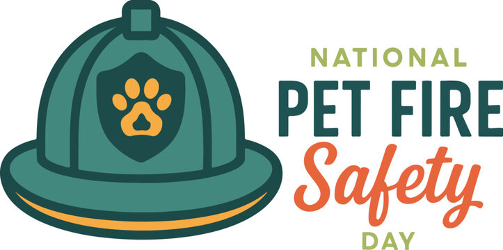 National Pet Fire Safety Day Awareness Poster – Firefighter Helmet with Paw Print