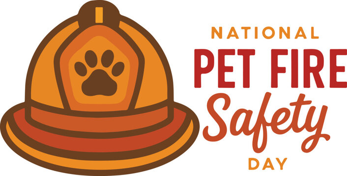 National Pet Fire Safety Day Awareness Poster – Firefighter Helmet with Paw Print