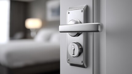 Modern Hotel Room Door Lock Handle Mechanism for Enhanced Security and Accessibility