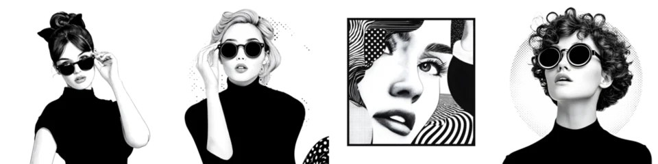 Retro Style Women: Black and White Fashion Portraits with Sunglasses © Orawan