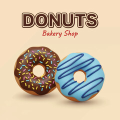 3D Rendered Stack of Three Glazed Donuts with Sprinkles for a Bakery Shop Vector Illustration Isolated on a White Background
