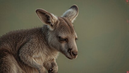 Fototapeta premium Intimate portrait of a resting young kangaroo