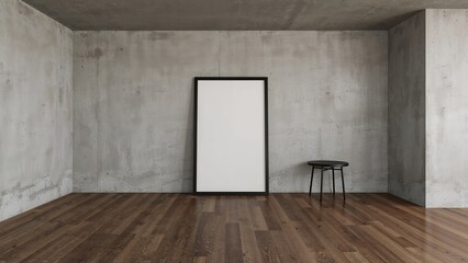 Black border set on timber floor within a concrete space