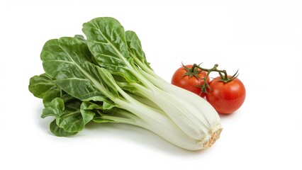 Isolated Bok Choy and Cherry Tomatoes on a White Background