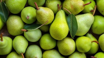 Close-up of fresh green pears.
