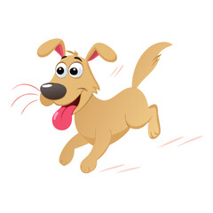 Happy Running Cartoon Dog Mascot Vector with Tongue Out